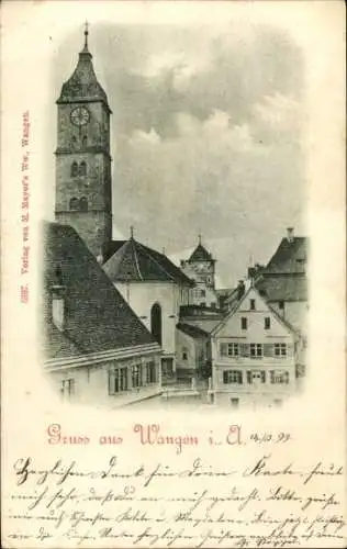 Ak Wangen im Allgäu, Kirchturm, Häuser