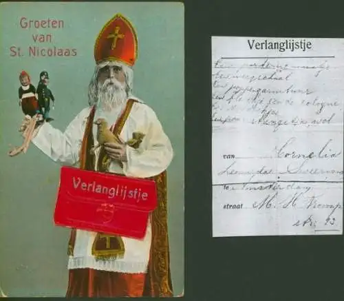 Ak St. Nikolaus, Puppen, Wunschzettel