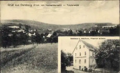 Ak Darsberg Neckarsteinach in Hessen, Gesamtansicht, Gasthaus zum Waldhorn