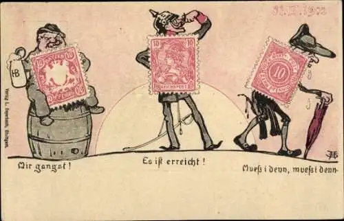 Ganzsachen Briefmarken Ak Schmidthammer, Mir gangst, Es ist erreicht, Muss i denn, 31. 03. 1902
