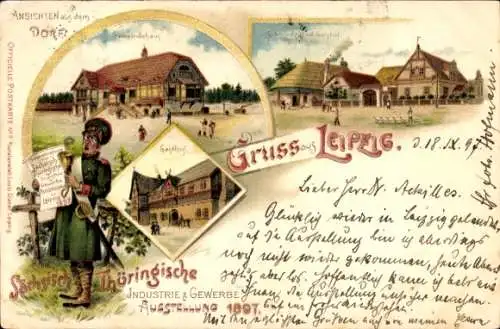 Litho Leipzig in Sachsen, Sächs. Thür. Industrie- und Gewerbeausstellung 1897, Gemeindehaus