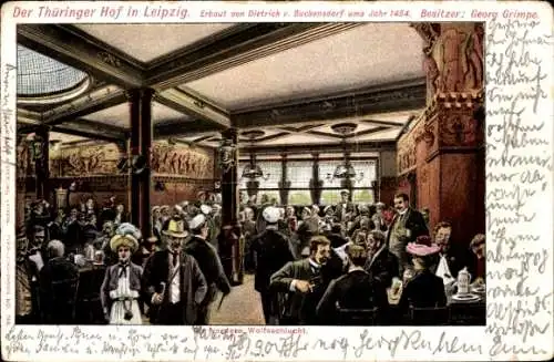 Ak Leipzig in Sachsen, Thüringer Hof, vordere Wolfsschlucht, Würzburger Hofbräu