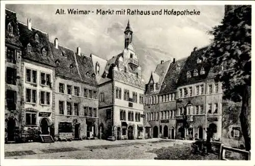 Ak Weimar Thüringen, Altstadt, Rathaus, Hofapotheke