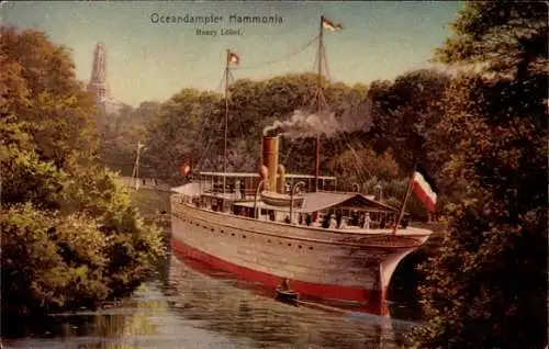 Ak Hamburg, 16. Deutsches Bundesschießen 1909, Ozeandampfer Hammonia, HAPAG