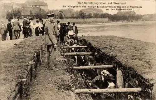 Ak Schützengraben auf Westend, Kriegswerk des Königin-Garde-Grenadier-Regiments, Unterstand