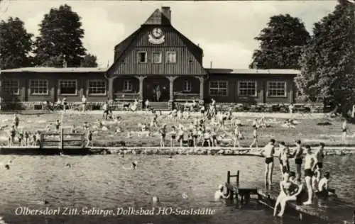 Ak Olbersdorf in Sachsen, Volksbad HO-Gaststätte