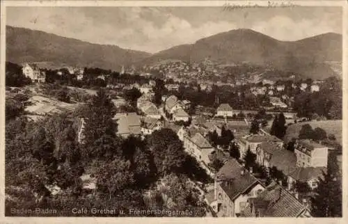 Ak Baden Baden am Schwarzwald, Cafe Grethel und Fremersbergstraße