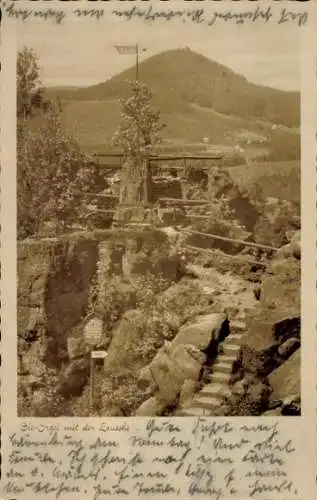 Ak Jonsdorf in Sachsen, Zittauer Gebirge, Orgel mit der Lausche