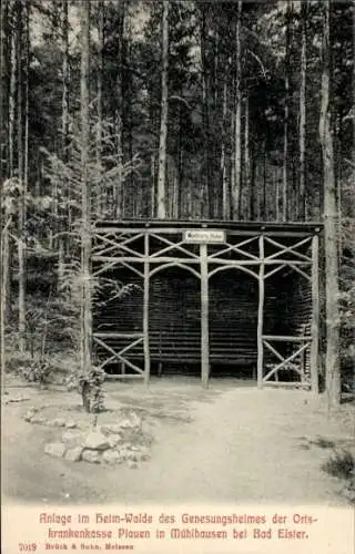 Ak  Mühlhausen Bad Elster Vogtland, Anlage im Heim-Walde des Genesungsheimes der OrtsKK Plauen