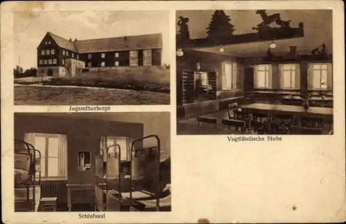 Ak Aschberg Klingenthal im Vogtland Sachsen, Jugendherberge, Vogtländische Stube, Schlafsaal