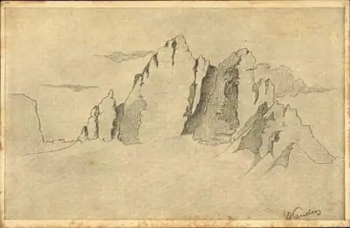 Künstler Ak Toblach Dobbiaco Südtirol, Tre Cime di Lavaredo, Drei Zinnen