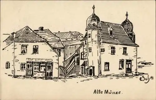 Künstler Ak Schleiz im Vogtland Thüringen, Alte Münze