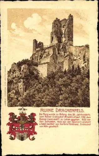 Wappen Litho Königswinter am Rhein, Ruine Drachenfels