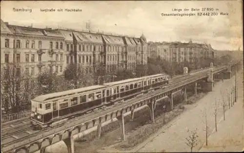 Ak Hamburg Mitte Altstadt, Isestraße, Hochbahn