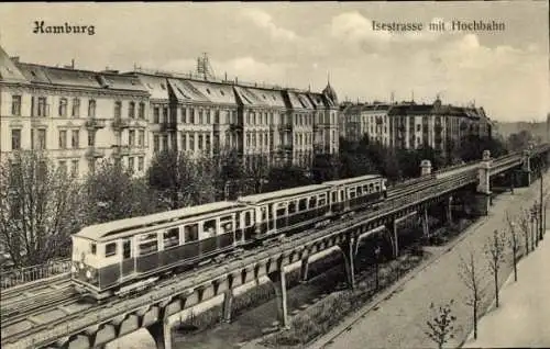 Ak Hamburg Mitte Altstadt, Isestraße, Hochbahn