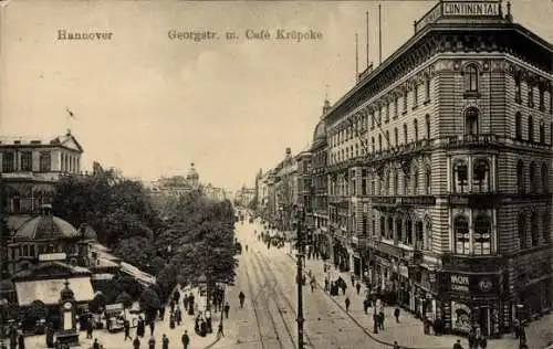 Ak Hannover in Niedersachsen, Georgstraße mit Cafe Kröpcke