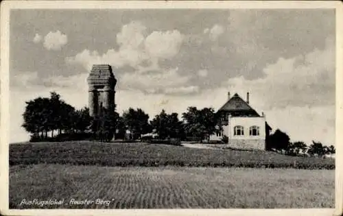 Ak Reust Rückersdorf in Thüringen, Reuster Berg, Bismarcksäule bei Ronneburg, Ausflugslokal