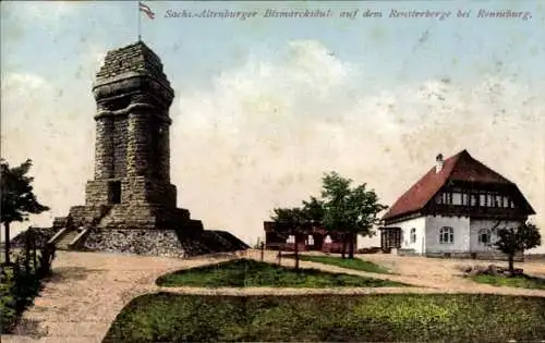 Ak Reust Rückersdorf in Thüringen, Reuster Berg, Bismarcksäule bei Ronneburg