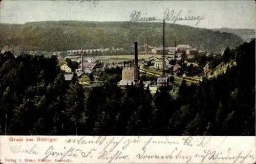 Ak Böhrigen Striegistal Sachsen, Panorama, Fabrikschlot