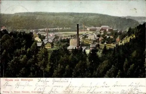 Ak Böhrigen Striegistal Sachsen, Panorama, Fabrikschlot