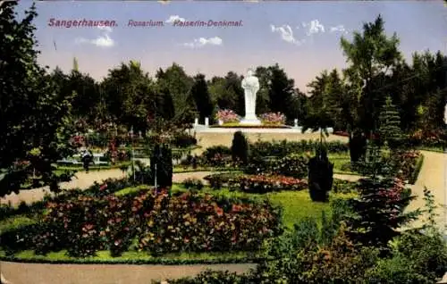 Ak Sangerhausen im Kreis Mansfeld Südharz, Kaiserin Denkmal im Rosarium