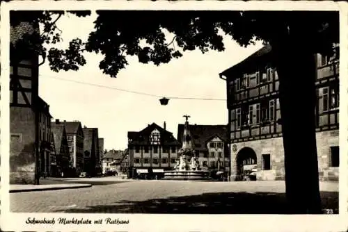 Ak Schwabach in Mittelfranken Bayern, Marktplatz, Rathaus