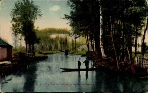 Ak Burg im Spreewald, Die Post im Spreewald auf der Mühlspree