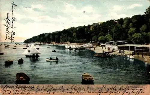 Ak Hamburg Altona Othmarschen Övelgönne, Strand mit Booten