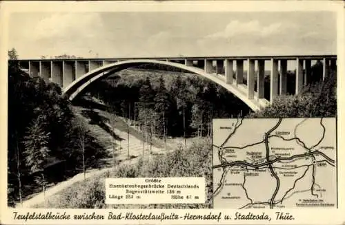 Ak Bad Klosterlausnitz in Thüringen, Teufelstalbrücke, Landkarte