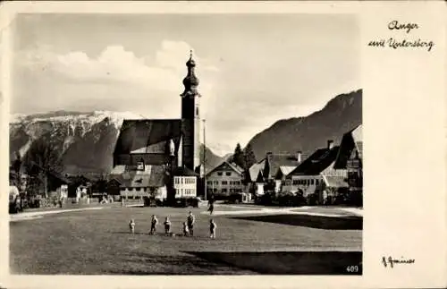 Ak Anger in Oberbayern, Unterberg, Teilansicht, Kirche