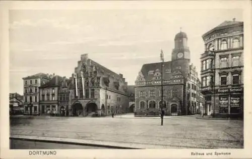 Ak Dortmund im Ruhrgebiet, Rathaus, Sparkasse