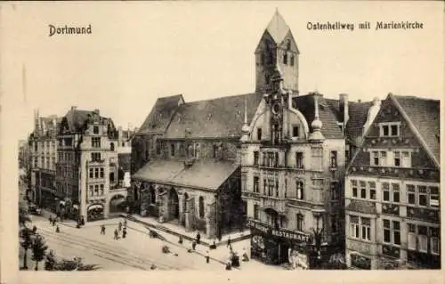 Ak Dortmund im Ruhrgebiet, Ostenhellweg, Marienkirche