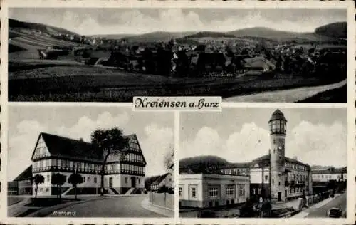 Ak Kreiensen Einbeck, Panorama, Rathaus, Turm