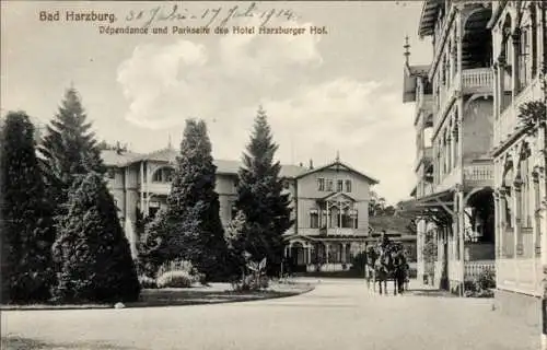 Ak Bad Harzburg in Niedersachsen, Hotel Harzburger Hof, Dependance und Parkseite