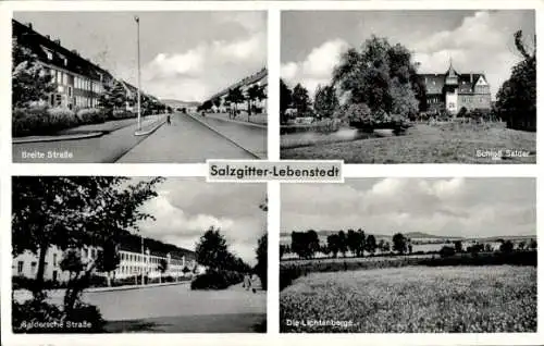 Ak Bad Salzgitter am Harz, Breite Straße, Schloss Saldar, Saldersche Straße, Die Lichtenberge