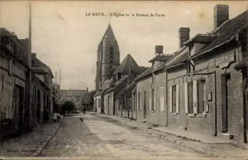 Ak Le Meux Oise, Eglise, Bureau de Poste