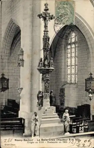 Ak Neuvy Sautour Yonne, La Belle-Croix, Erigee en 1514, Restauree en 1905