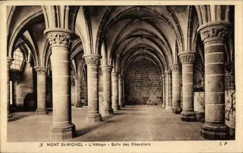 Ak Le Mont Saint Michel Manche, Abtei, Salle des Chevaliers