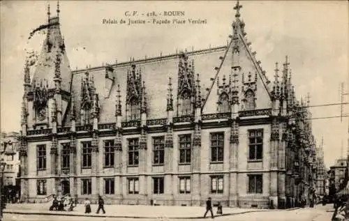 Ak Rouen Seine Maritime, Justizpalast, Facade Place Verdrel