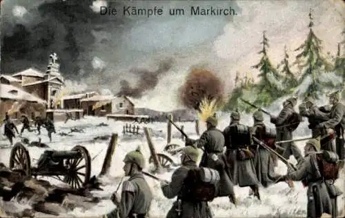 Ak Sainte Marie aux Mines Markirch Elsaß Haut Rhin, Kampf um den Ort, Geschütze