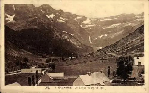 Ak Gavarnie Hautes Pyrénées, Cirque vu du Village