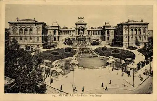 Ak Marseille Bouches du Rhône, Palais Longchamp