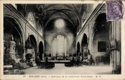 Ak Mirande Gers, Kathedrale Notre-Dame, Innenansicht