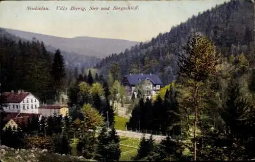 Ak Neubielau Bielawa Langenbielau Schlesien, Villa Dierig, Sieb und Bergschloss