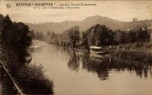 Ak Anseremme Dinant Wallonien Namur, Bateaux Mouettes, sur la Lesse a l'embarcadere