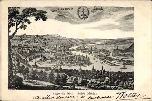 Ak Liège Lüttich Wallonien, Selon Merian, 1646