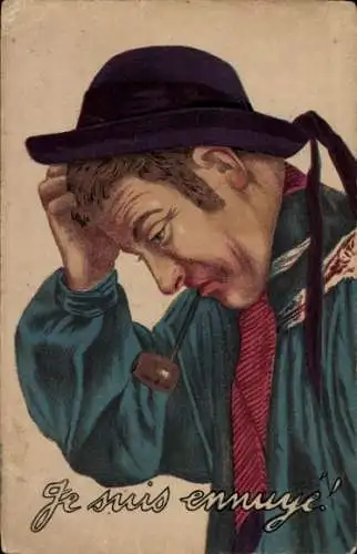 Ak Rauchender Mann, Portrait in Tracht, Pfeife