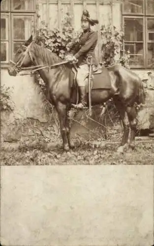 Foto Ak KuK Jäger, berittener Soldat in Uniform