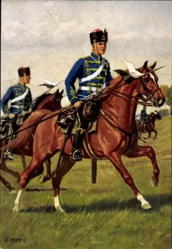 Künstler Ak Merté, Oskar, Husaren-Regiment König Wilhelm I., Rheinisches Nr. 7