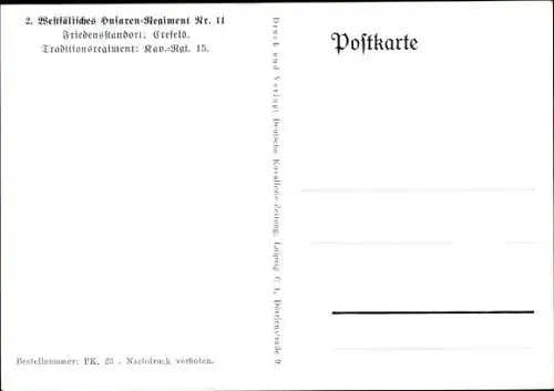Künstler Ak Merté, Oskar, 2. Westfälisches Husaren-Regiment Nr. 11